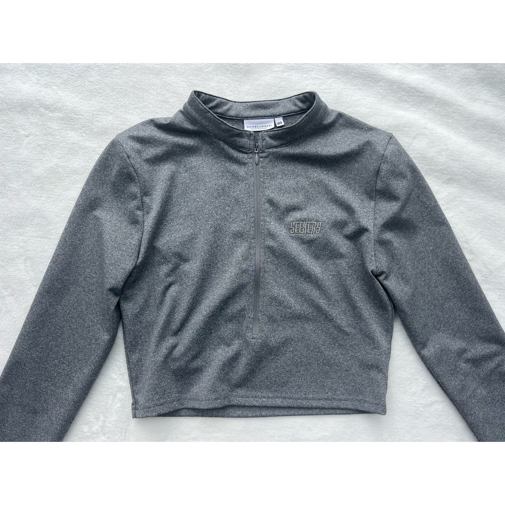 Sisters And Seekers‎ Gray Half Zip Cropped Pullover Size UK 8 US XS